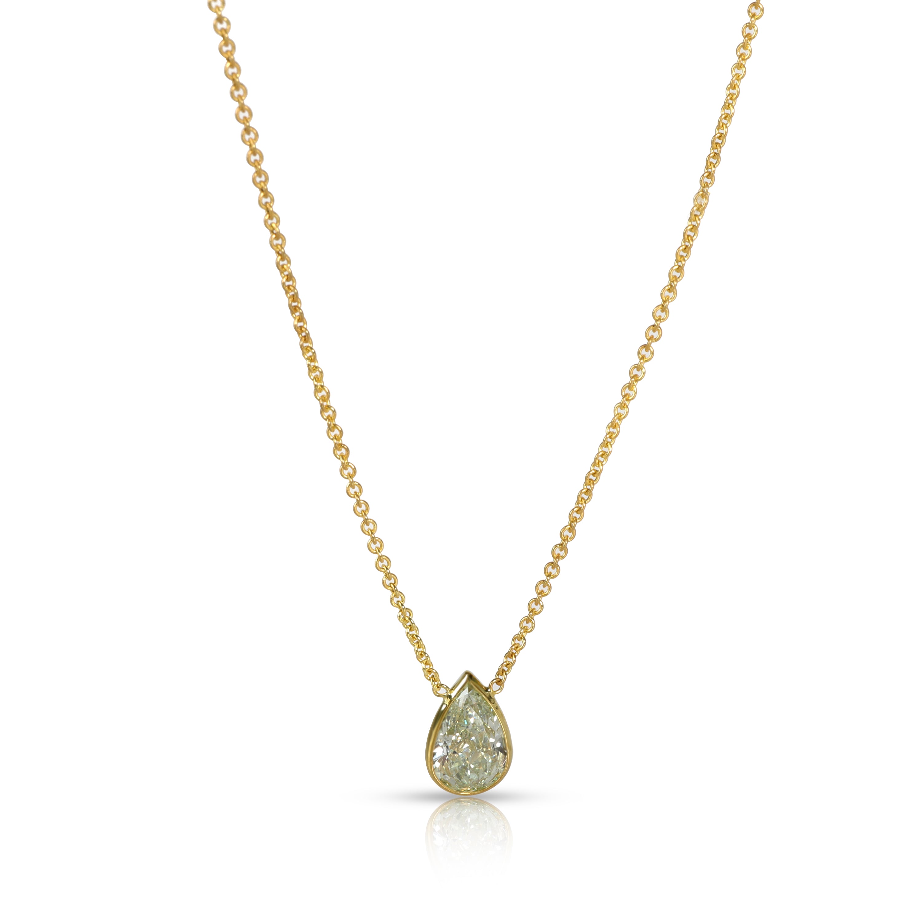 myGemma GIA Fancy Yellow Green/SI1 1.61 Ct Diamond Bezel Set Pendant, 14K Yellow Gold fv