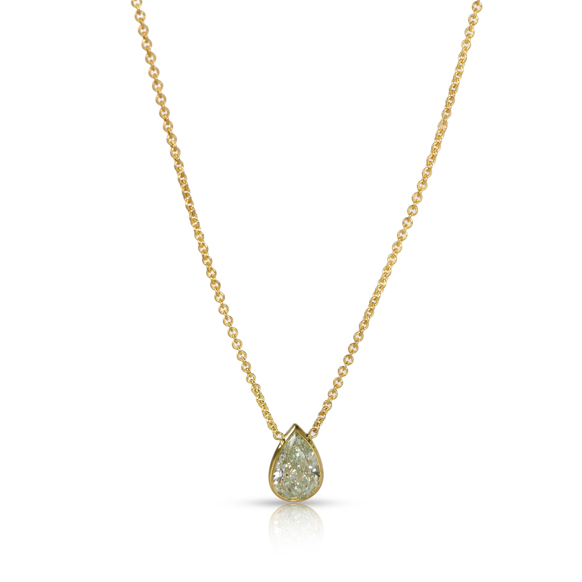 myGemma GIA Fancy Yellow Green/SI1 1.61 Ct Diamond Bezel Set Pendant, 14K Yellow Gold fv