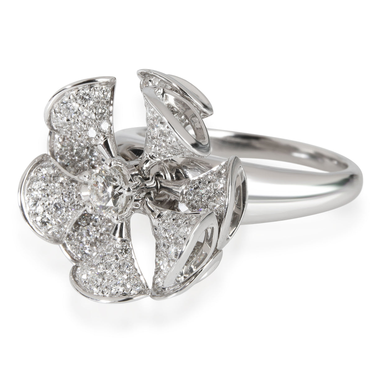 BVLGARI Bvlgari Divas' Dream En Tremblant Pave Diamond Ring in 18K White Gold 1.85 CTW sv