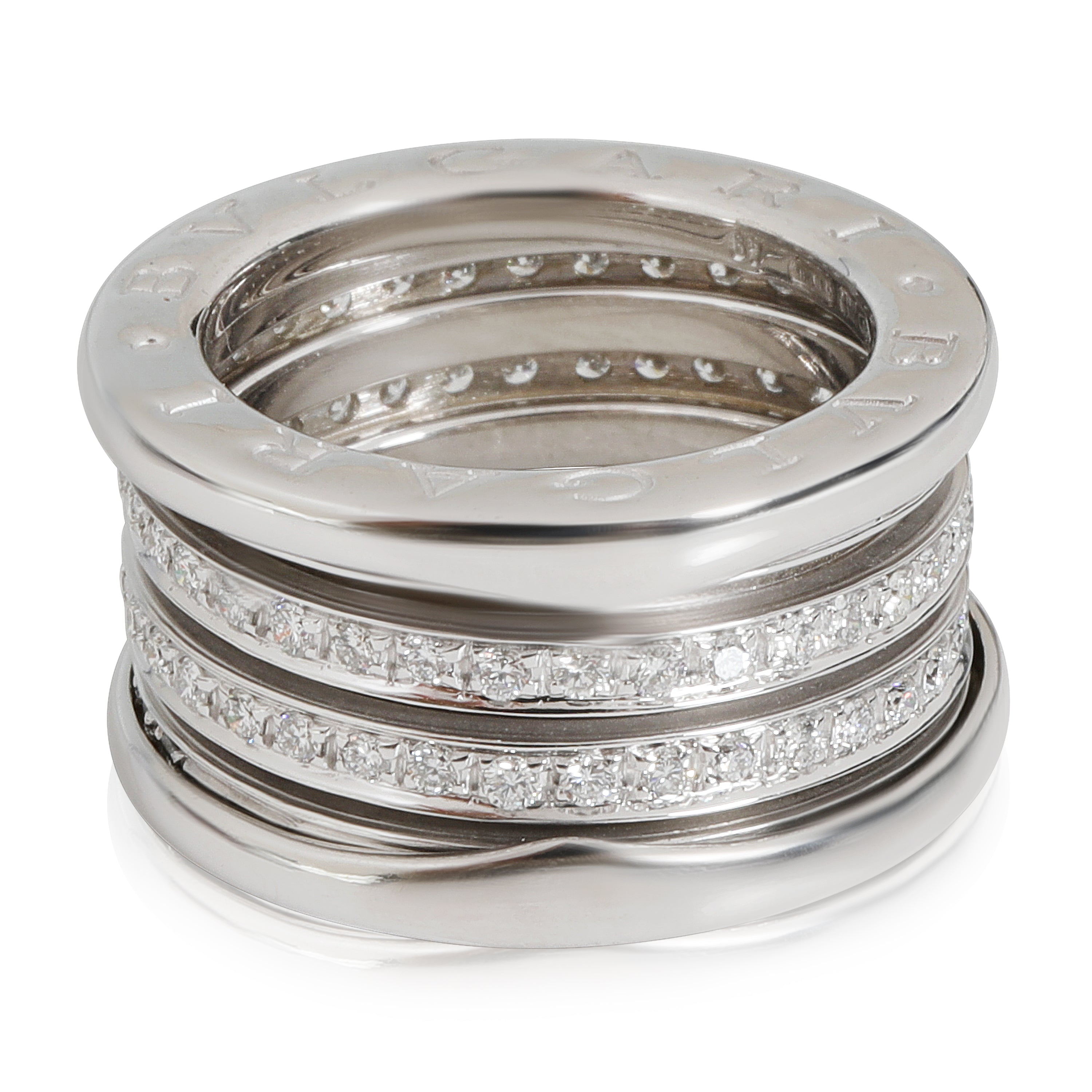 BVLGARI B.zero1 Three Band Diamond Ring in 18k White Gold 0.89 CTW fv