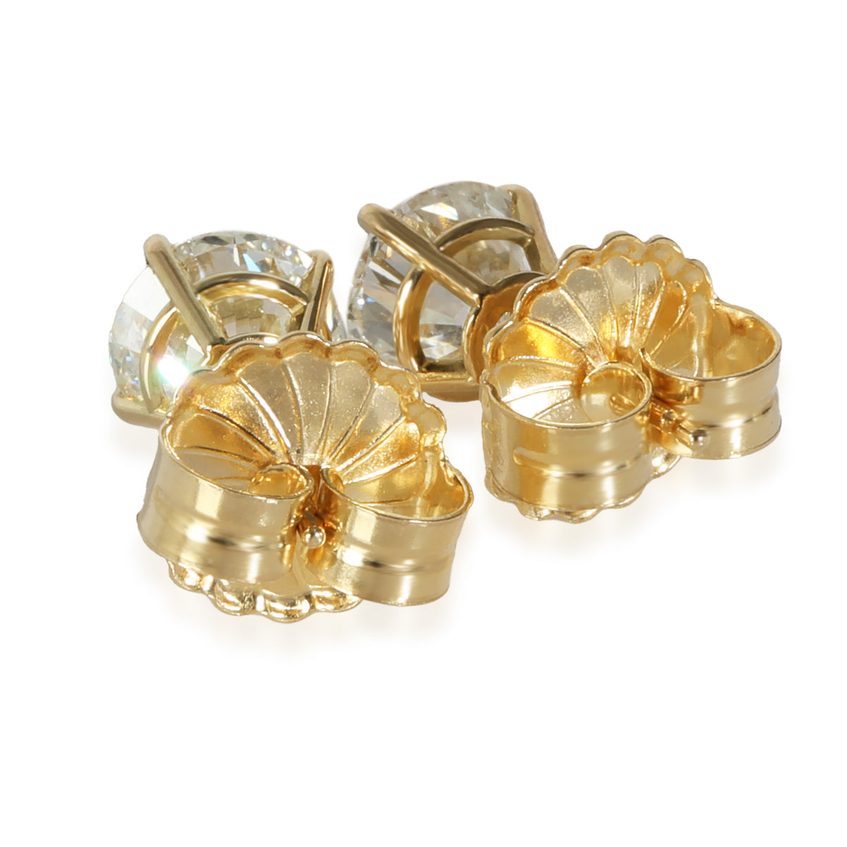 myGemma 18K Yellow Gold 4 Prong Diamond Stud Earrings  3.05 CTW G/SI1 bv