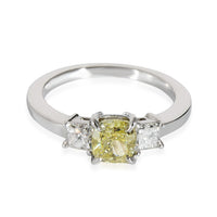 myGemma Fancy Intense Yellow Cushion Engagement Ring in Platinum VS1 1.31 CTW fv