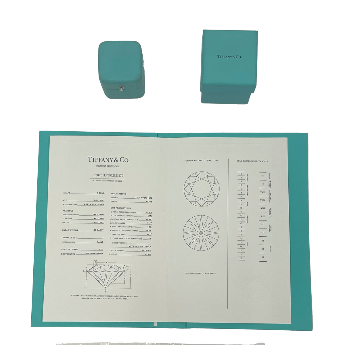 Tiffany & Co. 0.4 ct Round Diamond Tiffany Setting Engagement Ring box