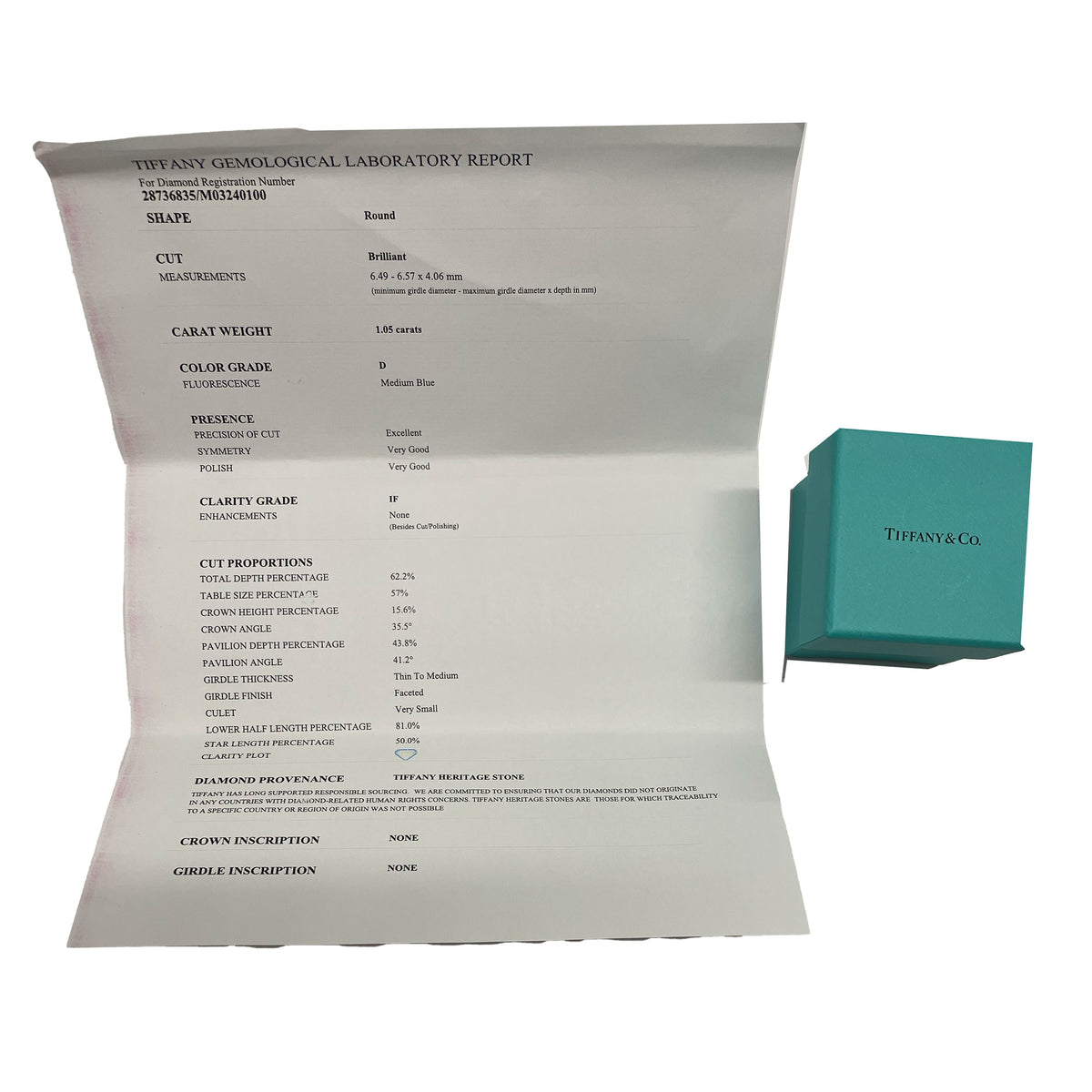 Tiffany & Co. 1.05 ct Round Brilliant Diamond Engagement Ring box
