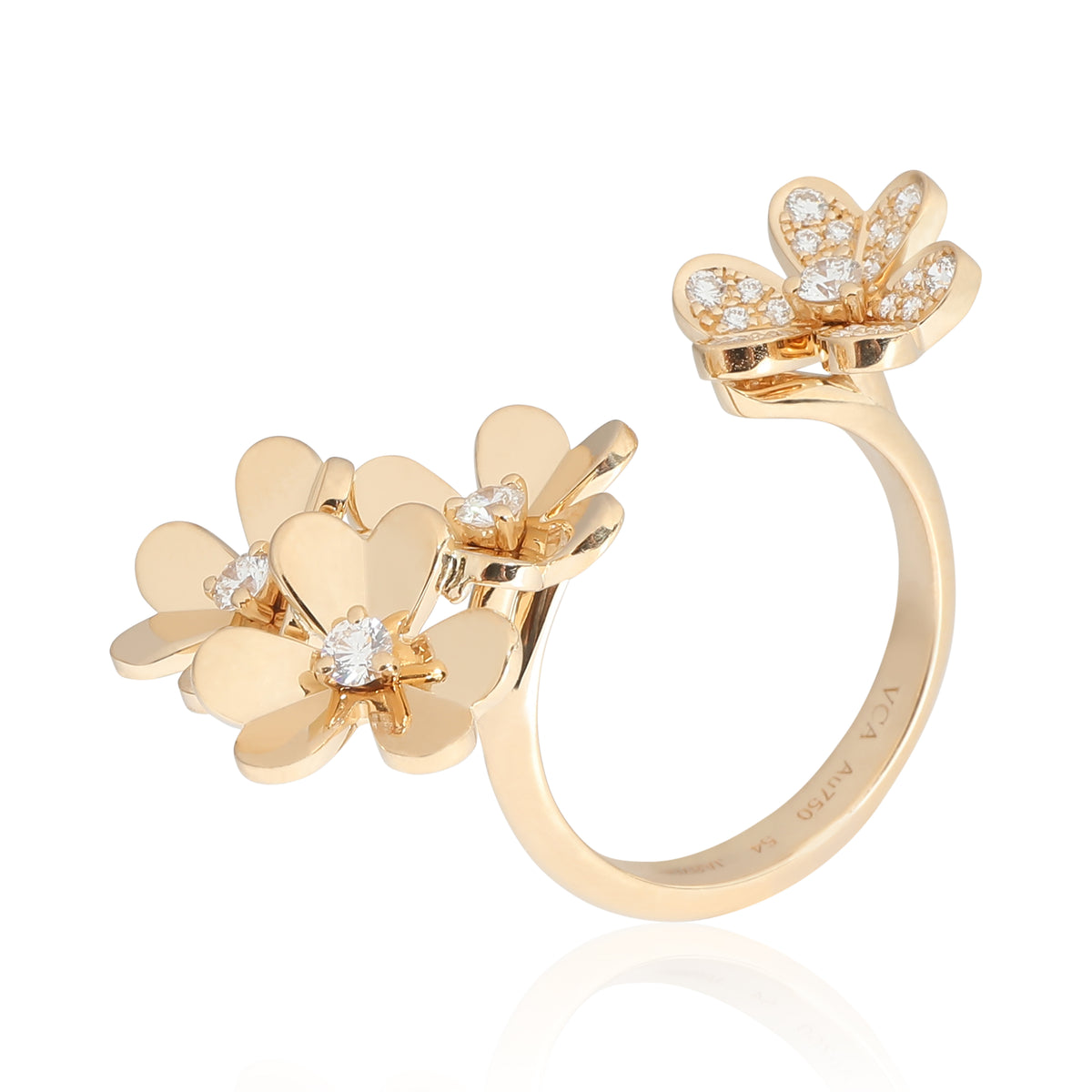 Van Cleef & Arpels Frivole Between The Finger Ring in 18k Yellow Gold 0.37 CTW clasp