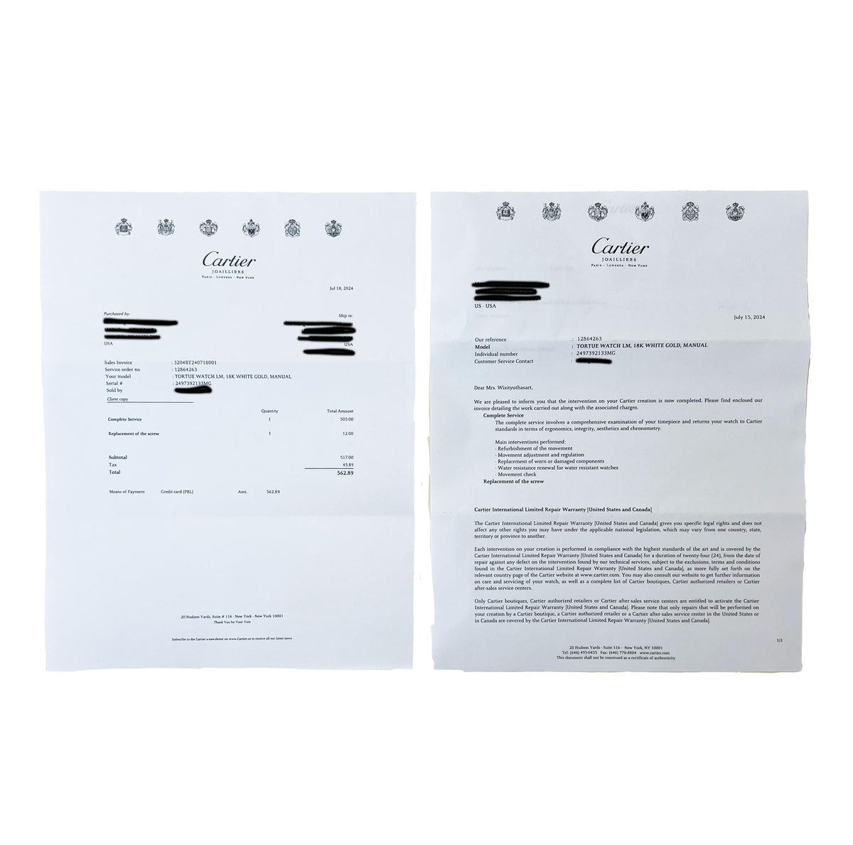 Cartier Tortue de  WA504351 Unisex Watch in 18kt White Gold box