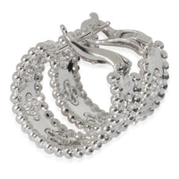 Van Cleef & Arpels White Gold Diamond Perlee Clovers Hoop Earrings sv