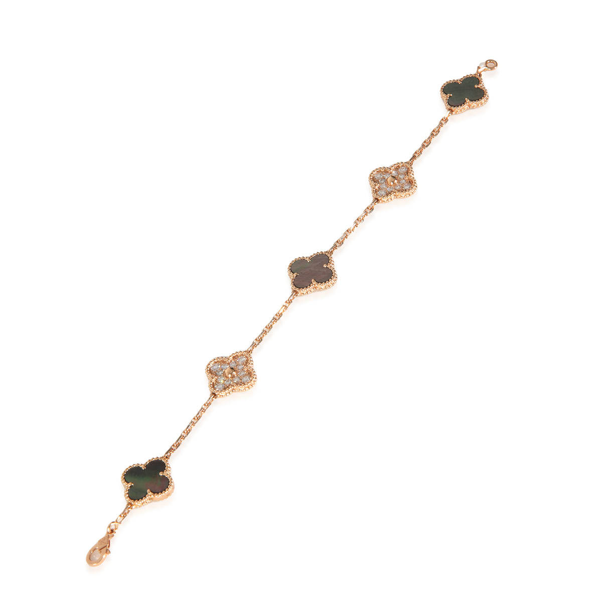 Van Cleef & Arpels Rose Gold Mother Of Pearl & Diamond Alhambra Bracelet pv