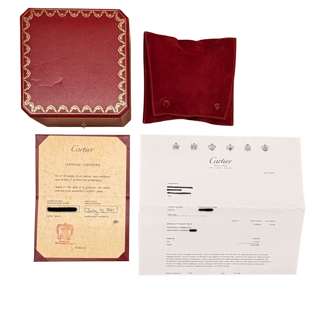 Cartier Yellow Gold  Love Bracelet box