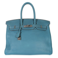 Hermès Bleu Jean Togo Birkin 35 PHW Handbag fv