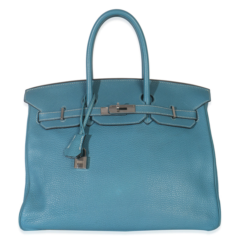 Hermès Bleu Jean Togo Birkin 35 PHW Handbag fv