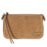 Fendi Miele Scuro Shearling Vitello Medium Simply  Shoulder Bag Handbag fv