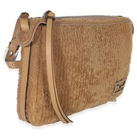 Fendi Miele Scuro Shearling Vitello Medium Simply  Shoulder Bag Handbag pv