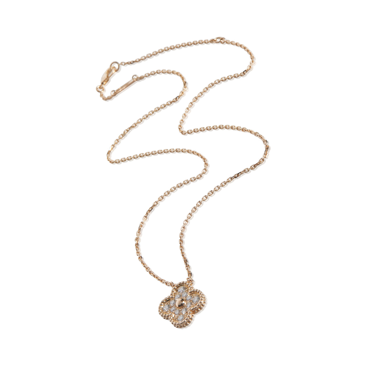 Van Cleef & Arpels Rose Gold Diamond Vintage Alhambra Pendant av