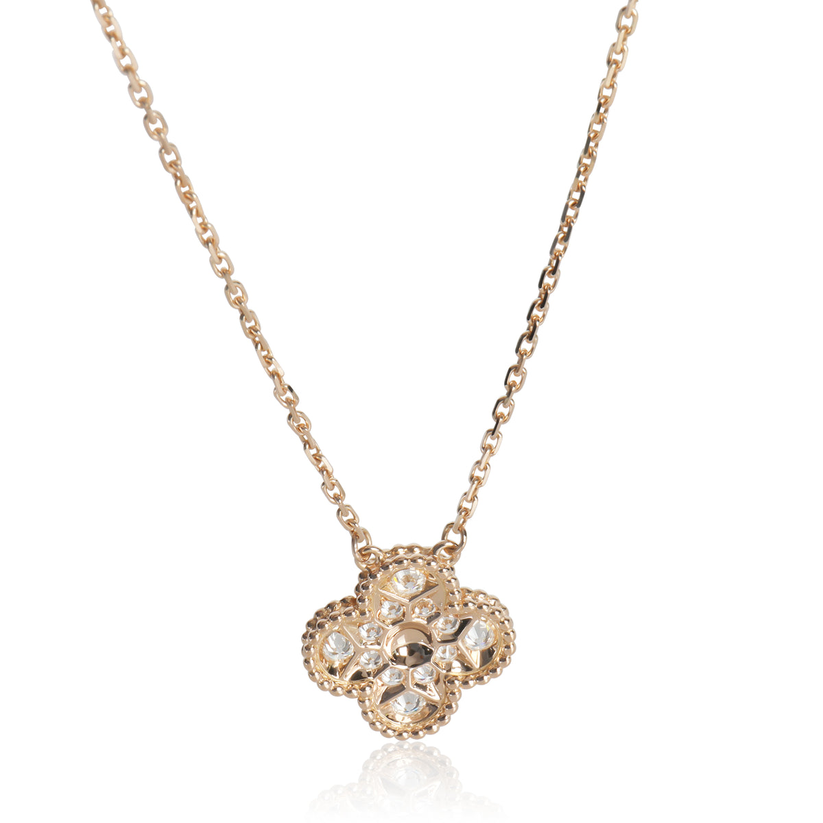 Van Cleef & Arpels Rose Gold Diamond Vintage Alhambra Pendant bv