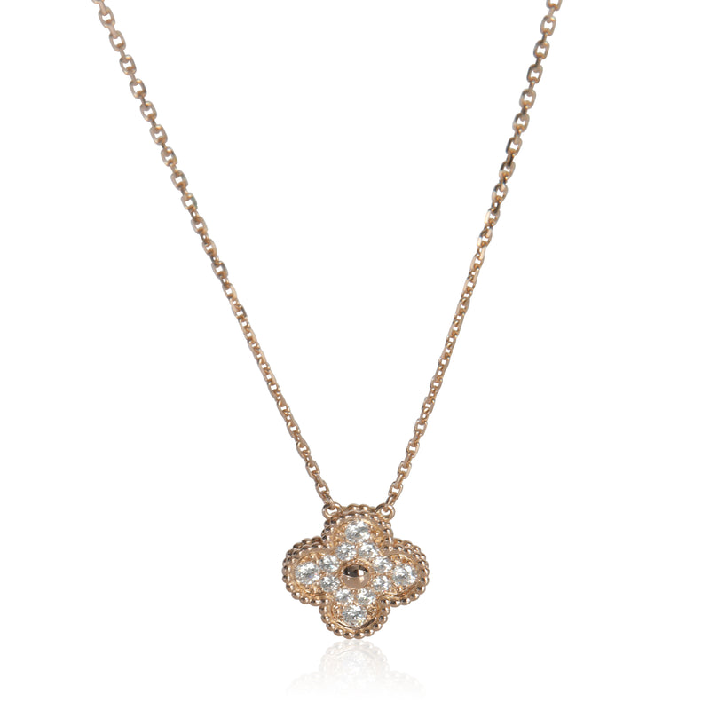 Van Cleef & Arpels Rose Gold Diamond Vintage Alhambra Pendant fv
