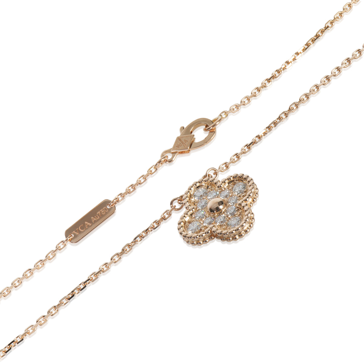 Van Cleef & Arpels Rose Gold Diamond Vintage Alhambra Pendant sv