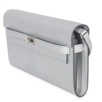 Hermès Argent Metallic Chevre Chamkilight Kelly Wallet To Go PHW Handbag sv