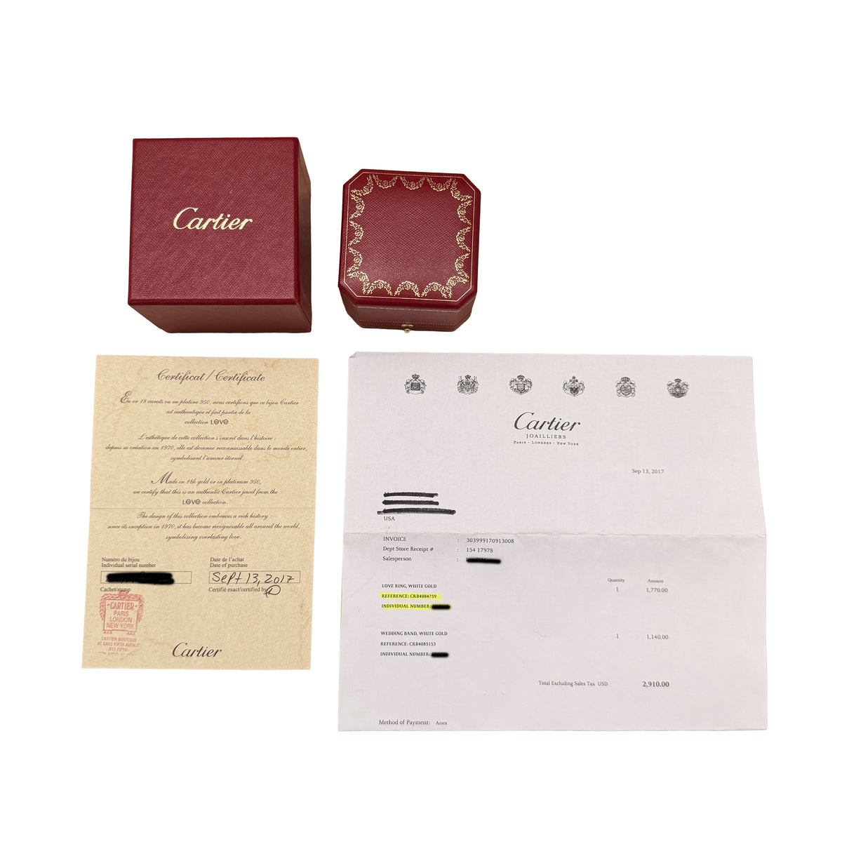 Cartier White Gold  Love Ring box