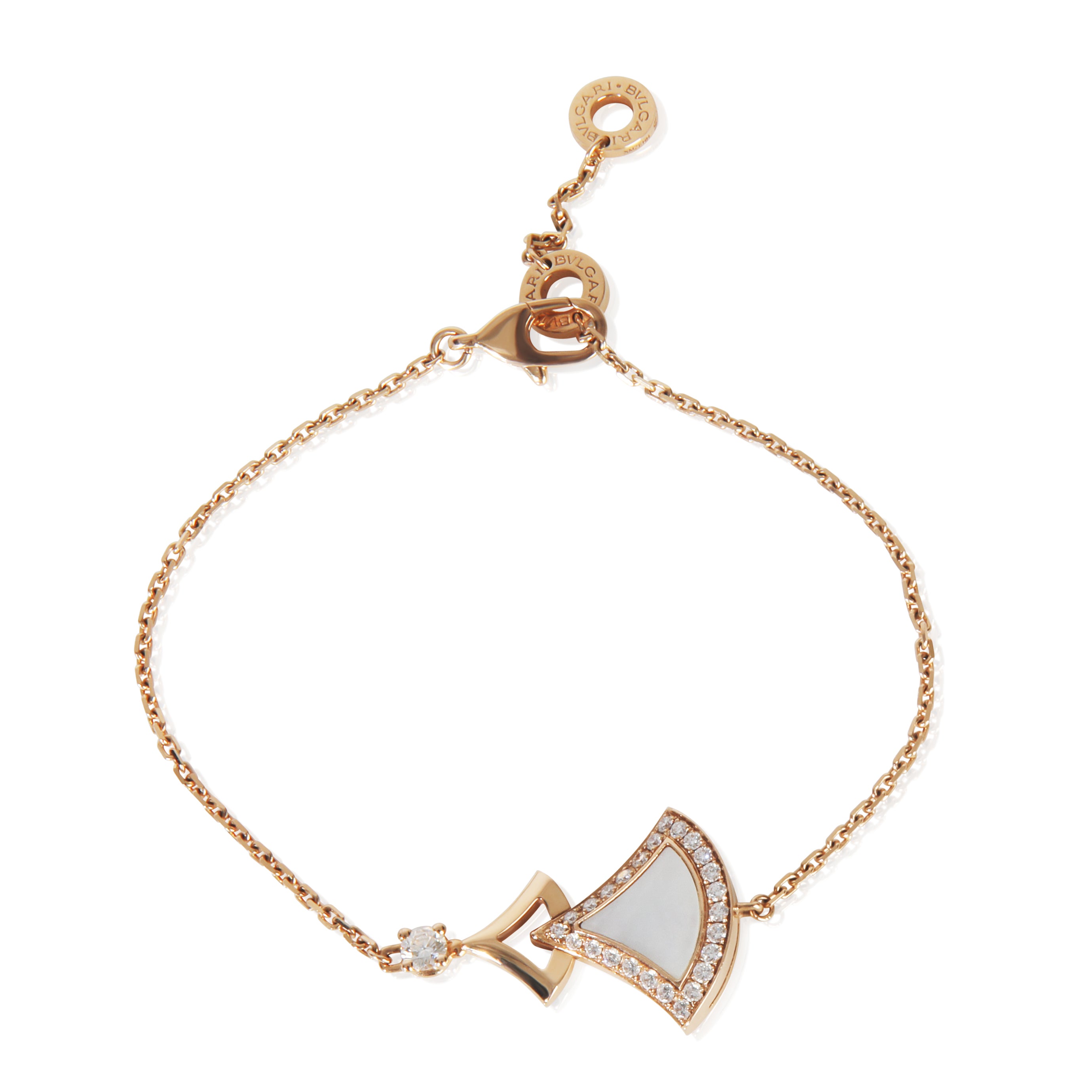 BVLGARI Rose Gold Mother Of Pearl and Diamond Diva's Dream Bracelet fv