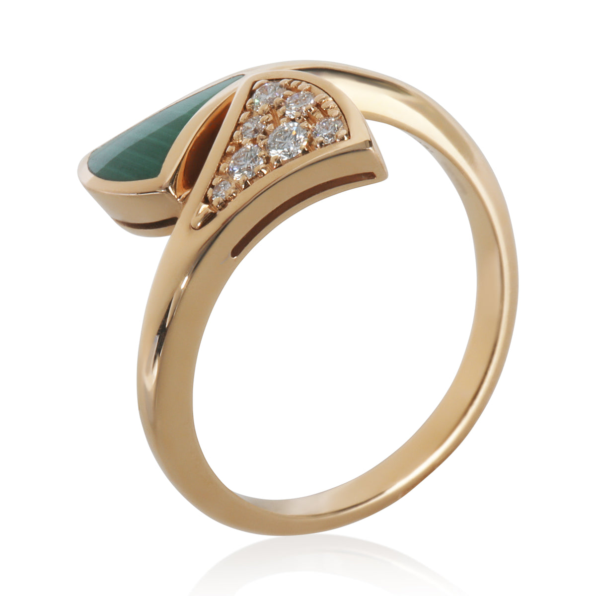 BVLGARI Rose Gold Malachite and Diamond Diva's Dream Ring av