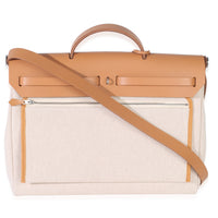 Hermès Ecru Beige Naturel Sable Toile Criss Viking Herbag Messenger 39 PHW Handbag bv