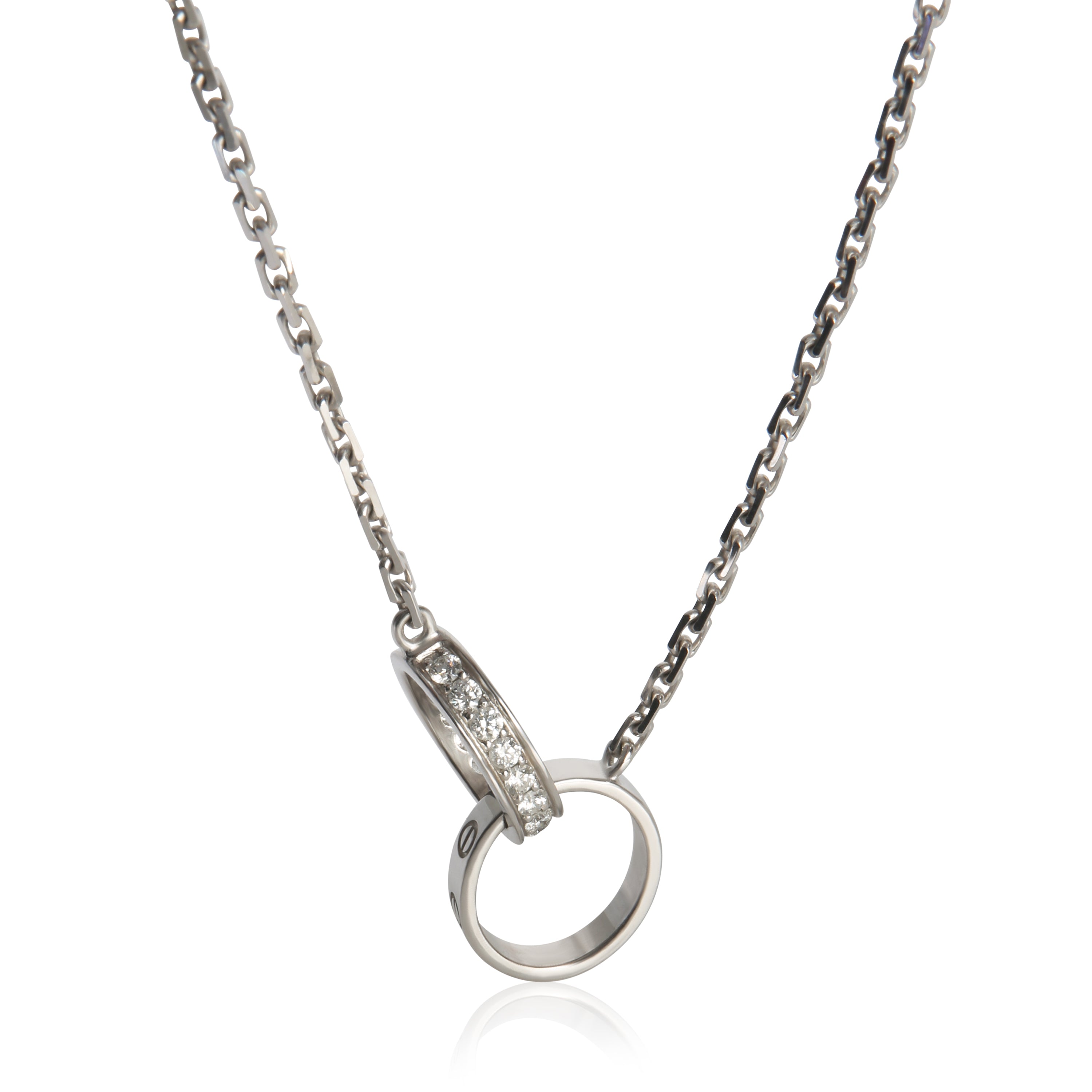 Cartier White Gold Diamond Love Necklace fv