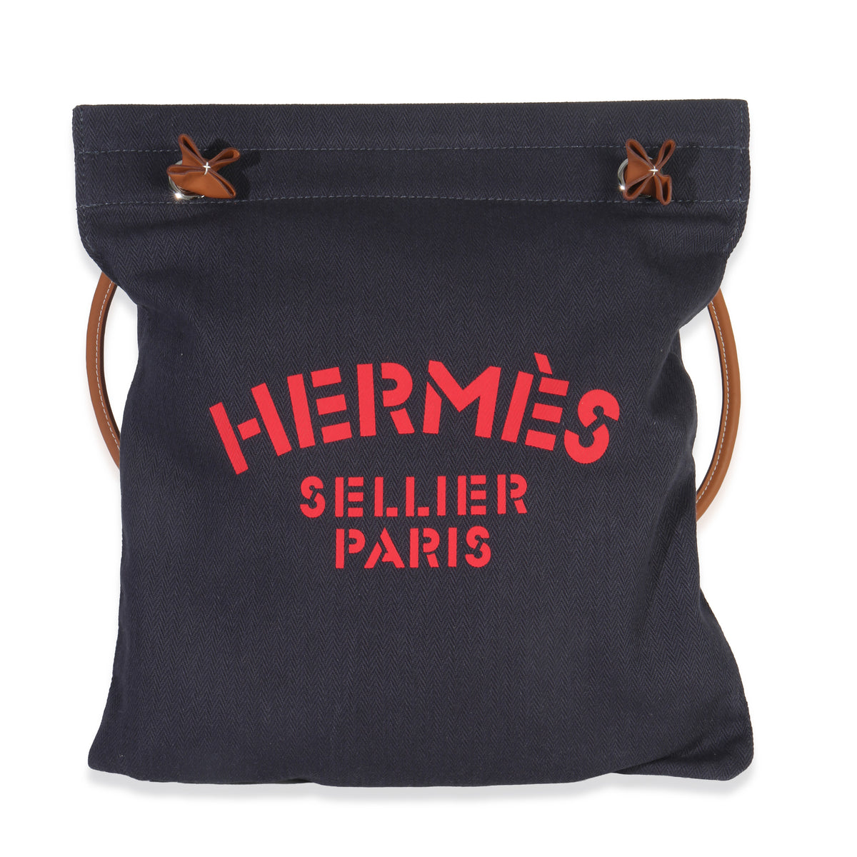 Hermès Bleu Indigo Gold Herringbone Canvas Swift Maline Bag fv
