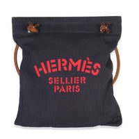 Hermès Bleu Indigo Gold Herringbone Canvas Swift Maline Bag fv