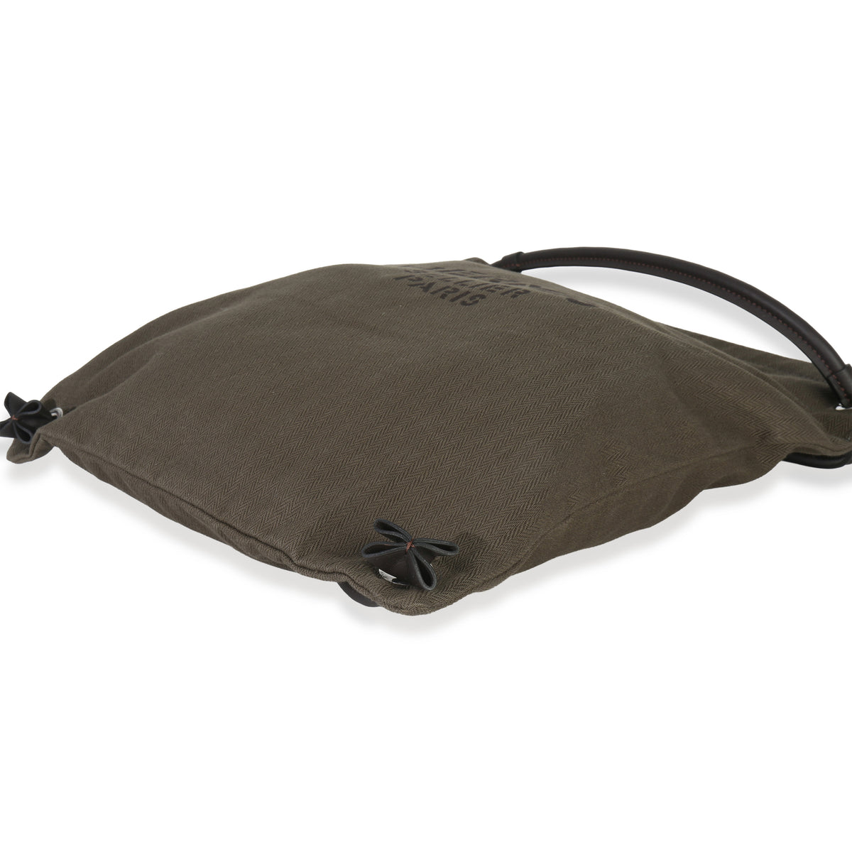 Hermès Kaki Ebene Herringbone Canvas Swift Maline Bag clasp