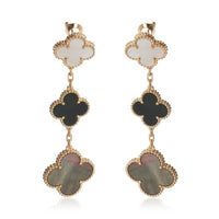 Van Cleef & Arpels Yellow Gold Mother Of Pearl and Onyx Magic Alhambra Earrings fv