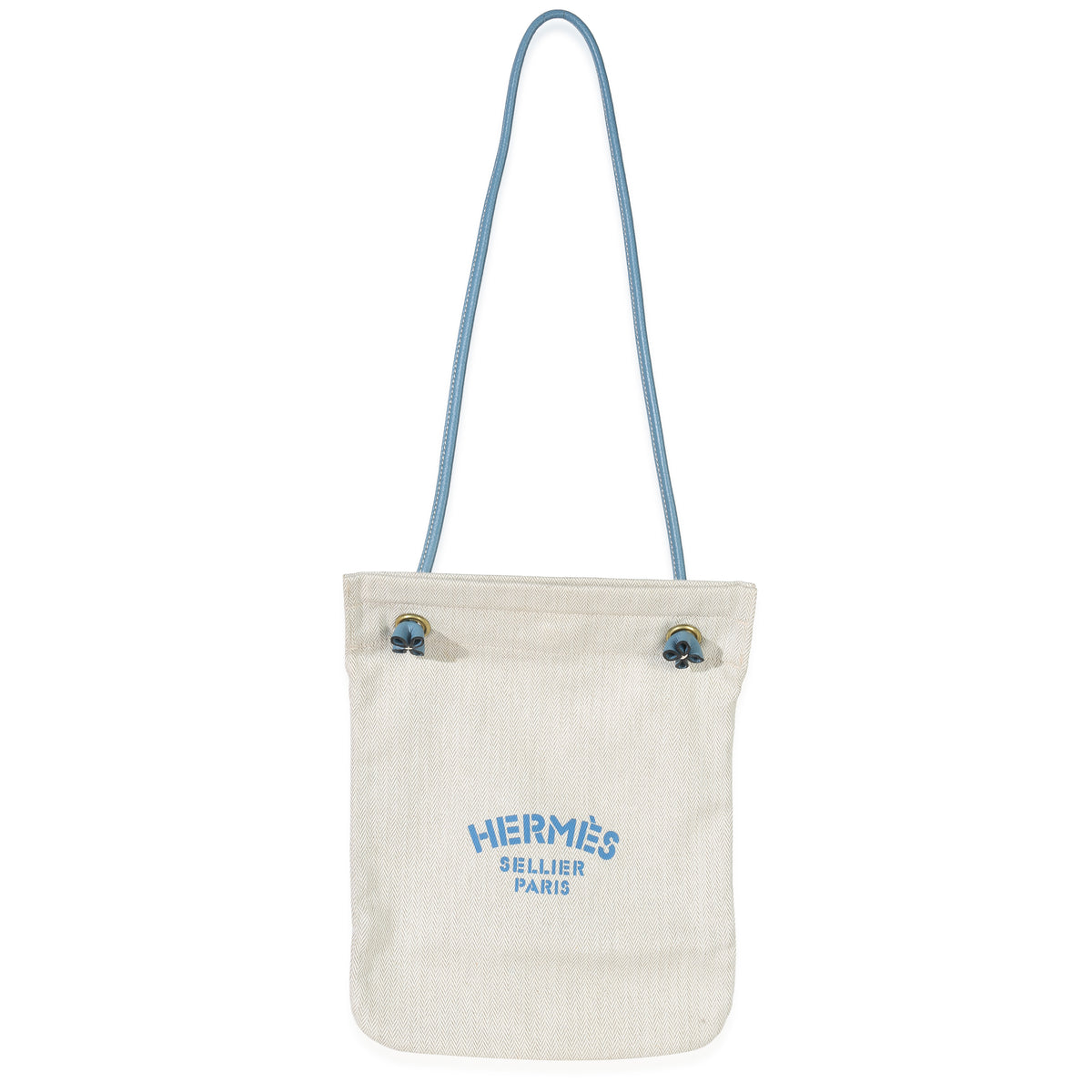 Hermès Bleu Jean Epsom Ecru Toile Aline Grooming PM Handbag fv