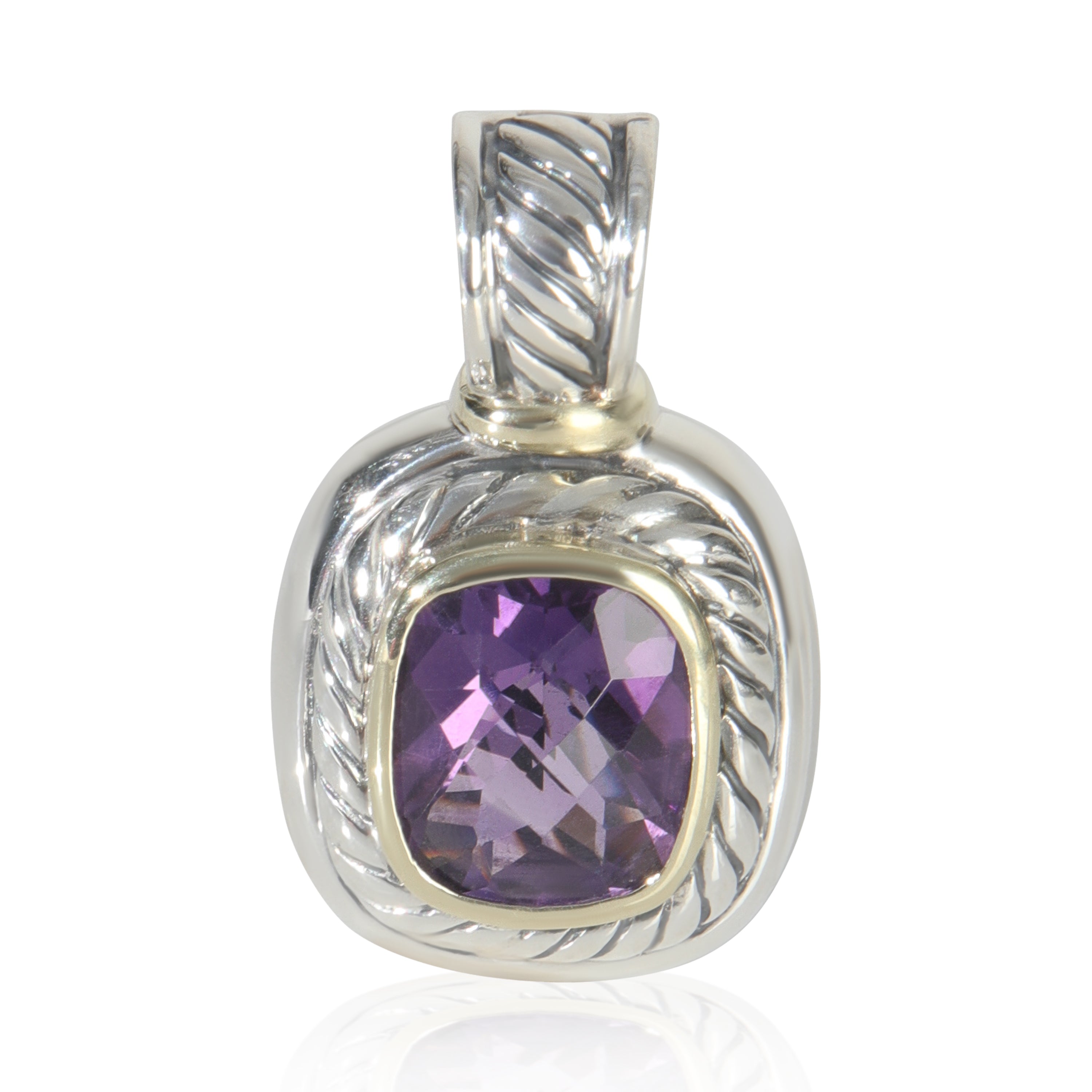 David Yurman Yellow Gold & Sterling Silver Amethyst Albion Pendant fv