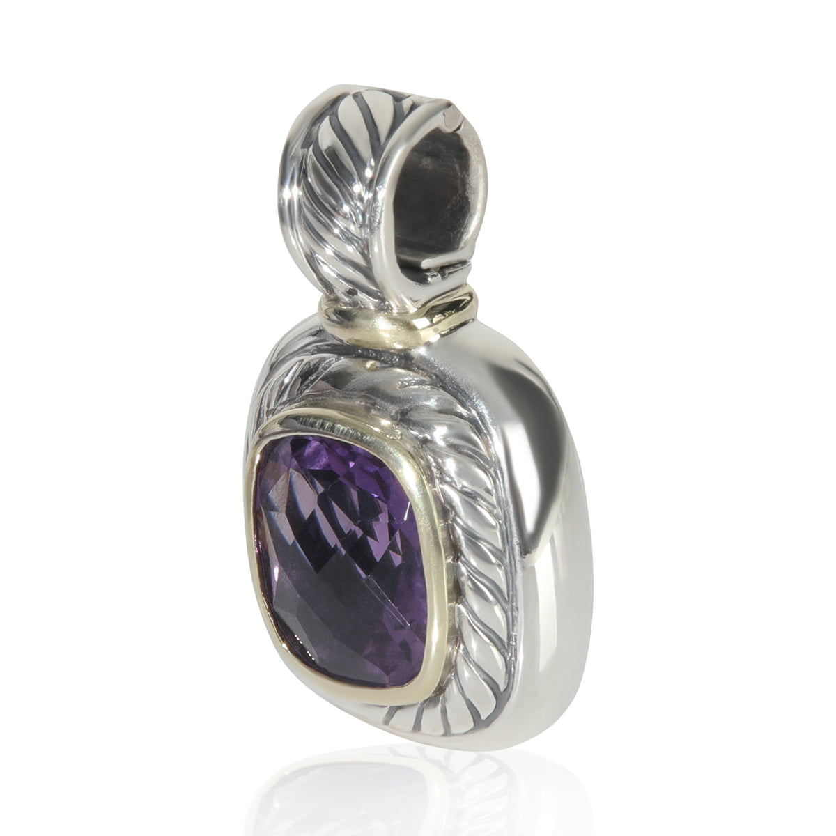David Yurman Yellow Gold & Sterling Silver Amethyst Albion Pendant sv