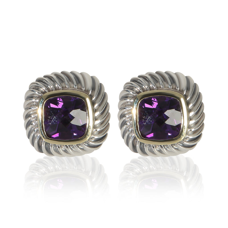 David Yurman Yellow Gold & Sterling Silver Amethyst Albion Earrings fv