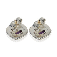 David Yurman Yellow Gold & Sterling Silver Amethyst Albion Earrings pv