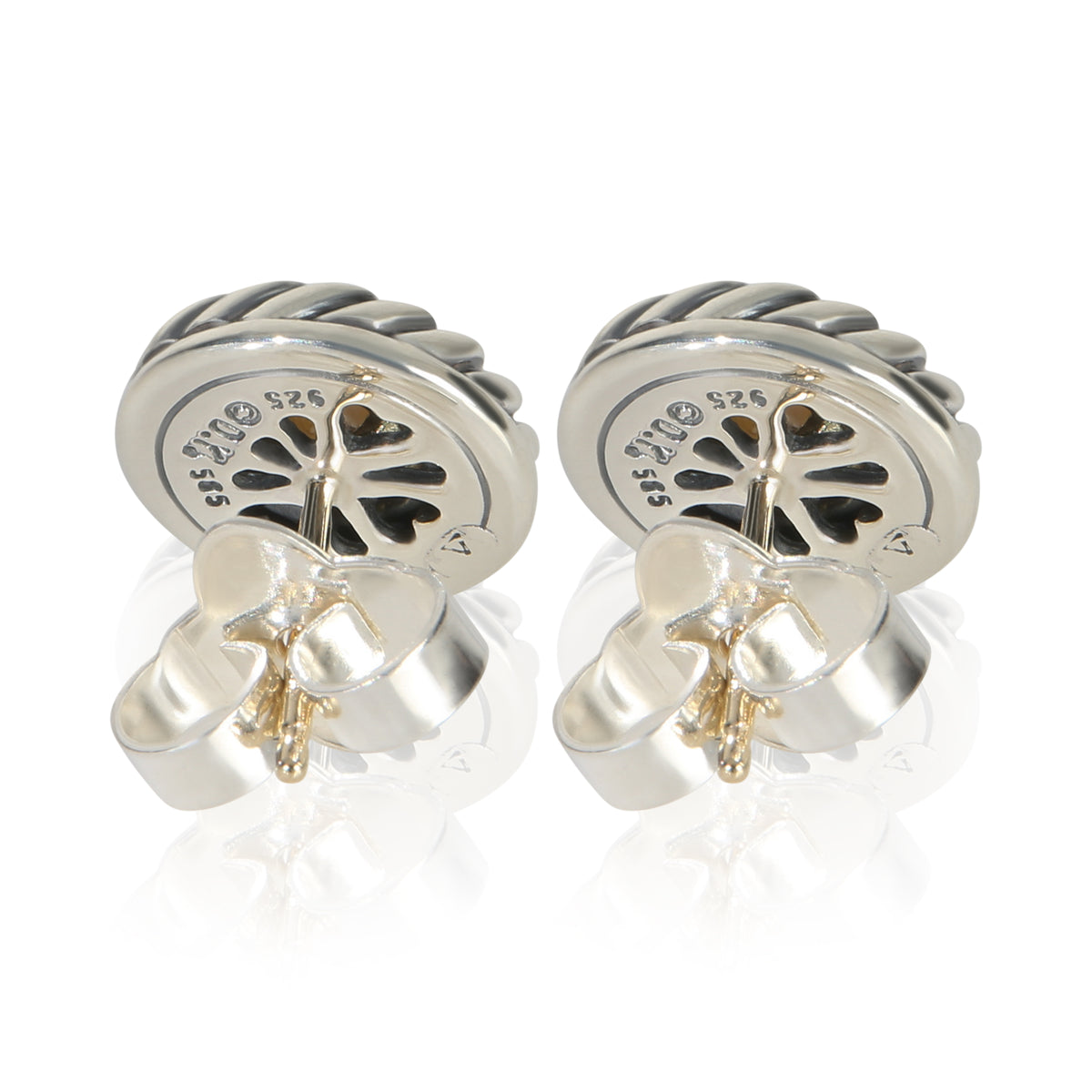 David Yurman Yellow Gold & Sterling Silver Pearl Cookie Earrings pv