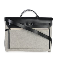 Hermès Vache Hunter Toile Ecru Black Herbag Zip Retourne Messenger 39 PHW Handbag bv