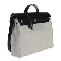 Hermès Vache Hunter Toile Ecru Black Herbag Zip Retourne Messenger 39 PHW Handbag pv
