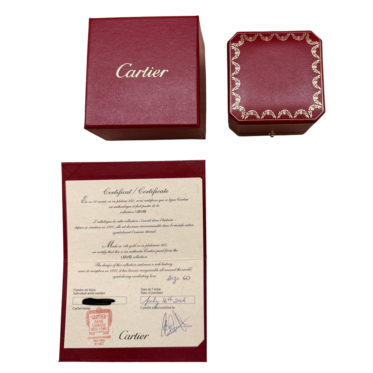 Cartier White Gold  Small Model Love Ring box