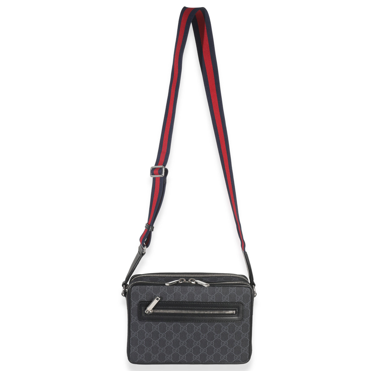 Gucci Black GG Supreme Canvas Web Crossbody Handbag clasp
