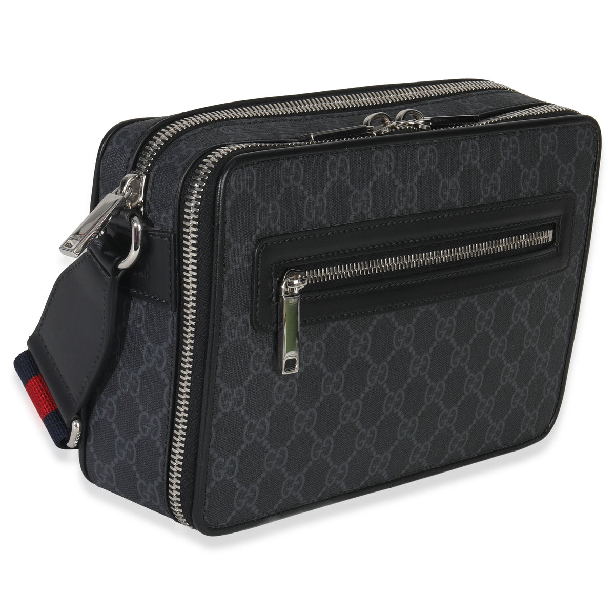 Gucci Black GG Supreme Canvas Web Crossbody Handbag pv