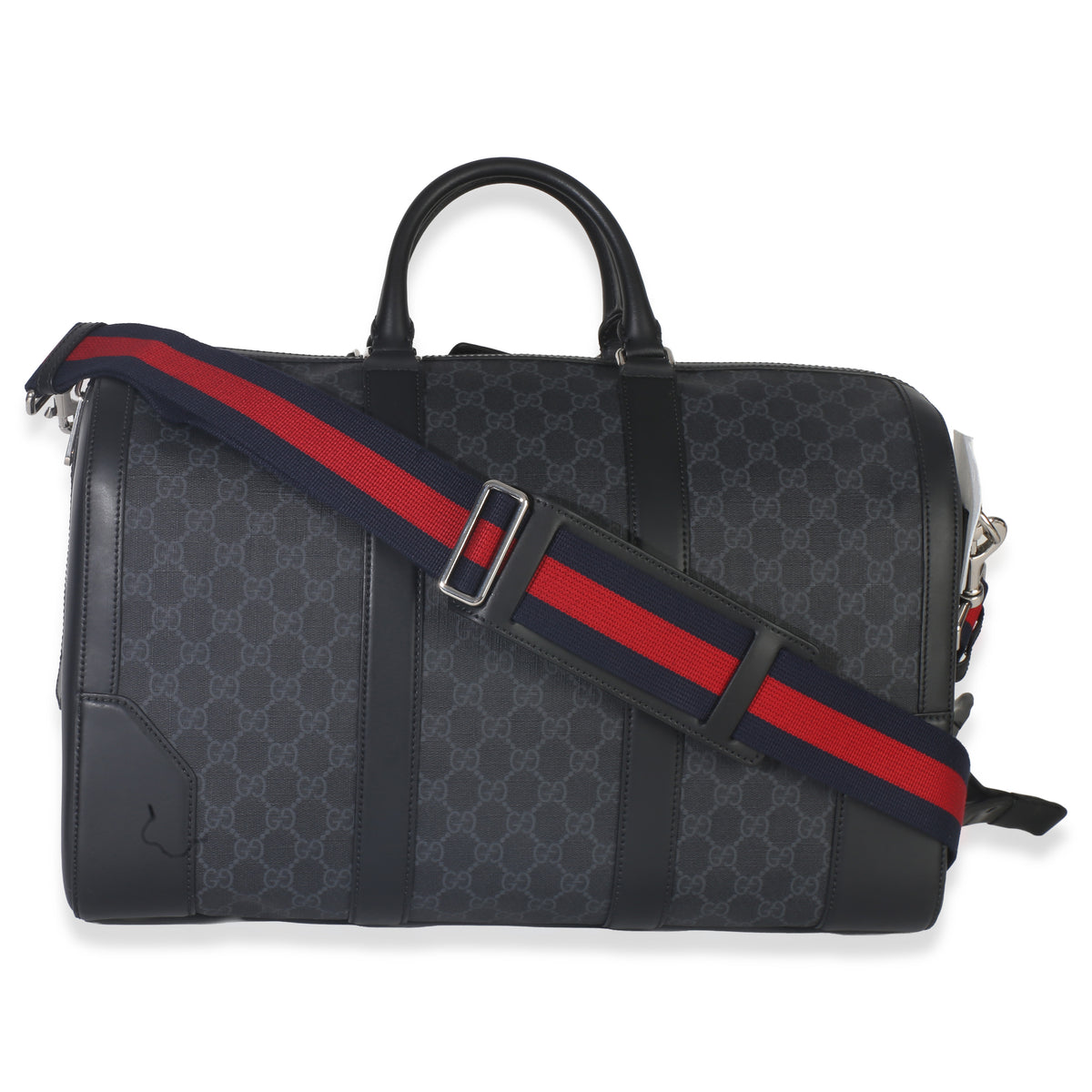Gucci Black GG Supreme Canvas Web Duffle Bag Handbag bv