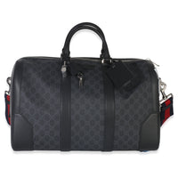 Gucci Black GG Supreme Canvas Web Duffle Bag Handbag fv
