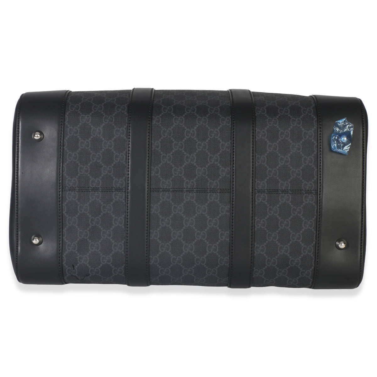 Gucci Black GG Supreme Canvas Web Duffle Bag Handbag stamp