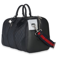 Gucci Black GG Supreme Canvas Web Duffle Bag Handbag sv
