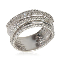 David Yurman Sterling Silver Diamond Crossover Ring bv