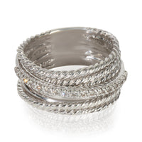 David Yurman Sterling Silver Diamond Crossover Ring fv