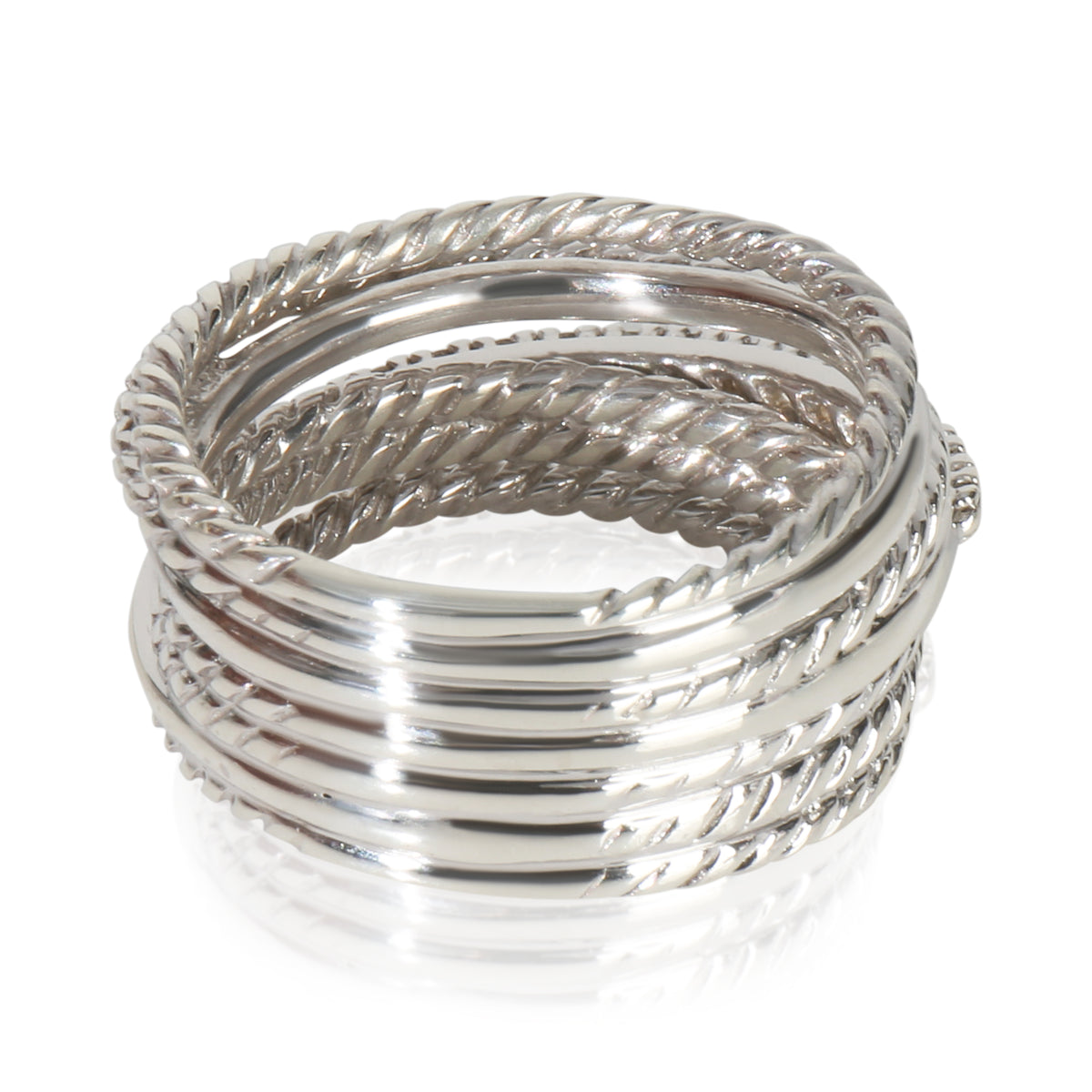 David Yurman Sterling Silver Diamond Crossover Ring pv