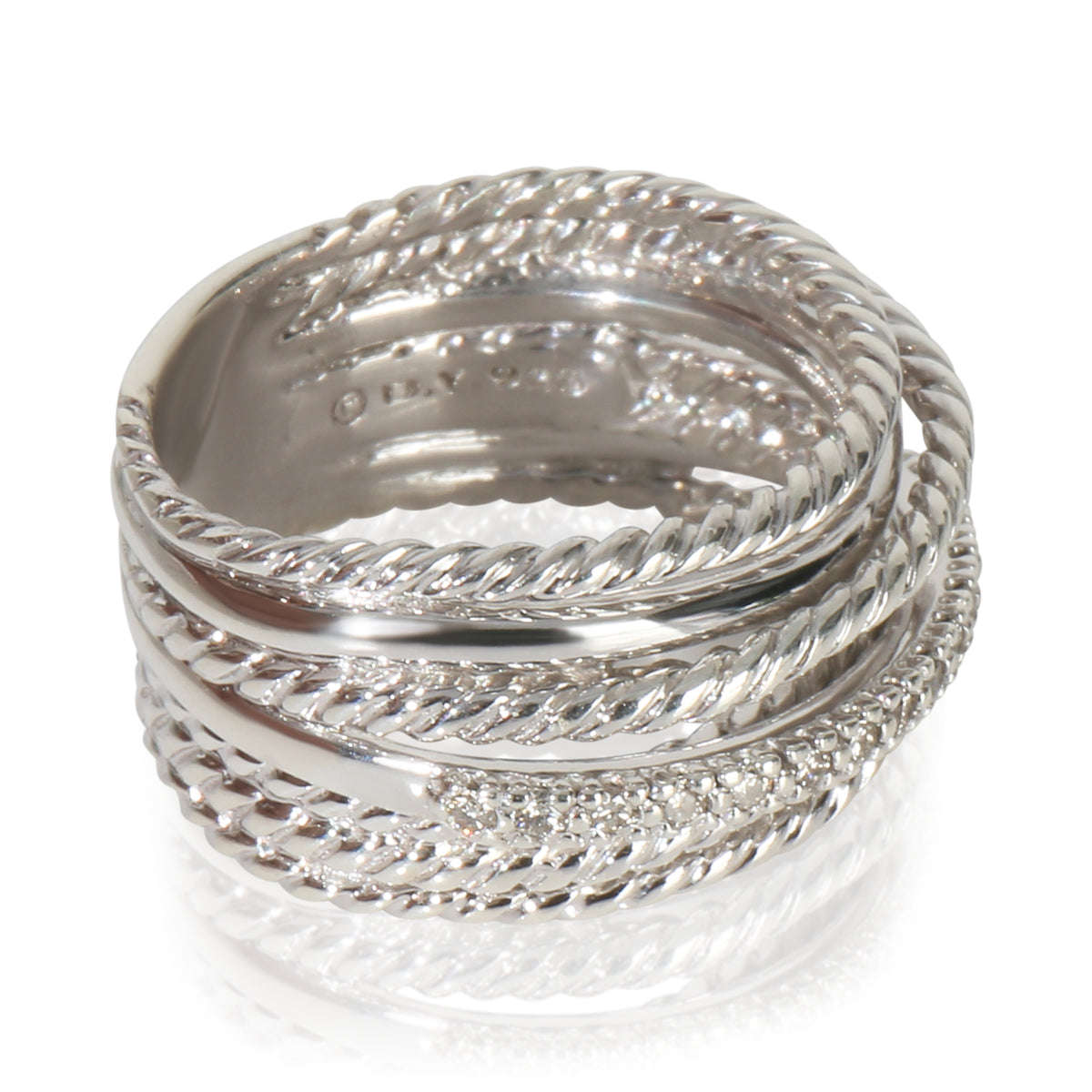 David Yurman Sterling Silver Diamond Crossover Ring sv